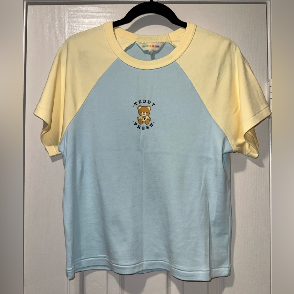 TEDDY FRESH - Teddy Logo Baseball Tee (blue / yellow) size L